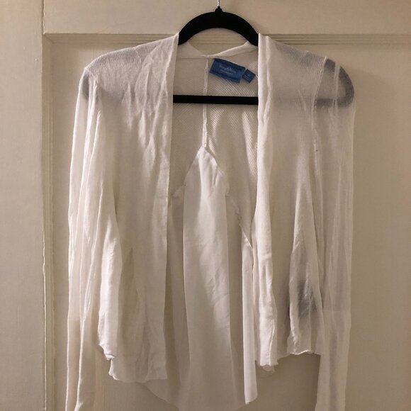 Simply Vera Vera Wang, Flowy White, Gauze Panel Cardigan - Picture 1 of 3